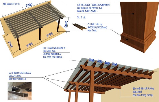 cấu tạo vật liệu làm giàn hoa gỗ