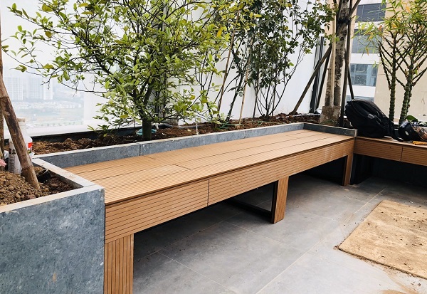Sàn gỗ ngoài trời Tecwood đặc MS140S25A Wood lắp ghế sân vườn
