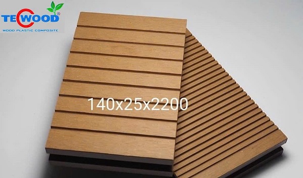 Sàn gỗ nhựa ngoài trời hai mặt sọc rãnh