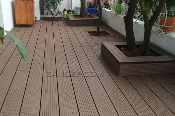 Thanh gỗ nhựa Tecwood đặc MS71S11 Coffee làm sàn, ghế bồn cây